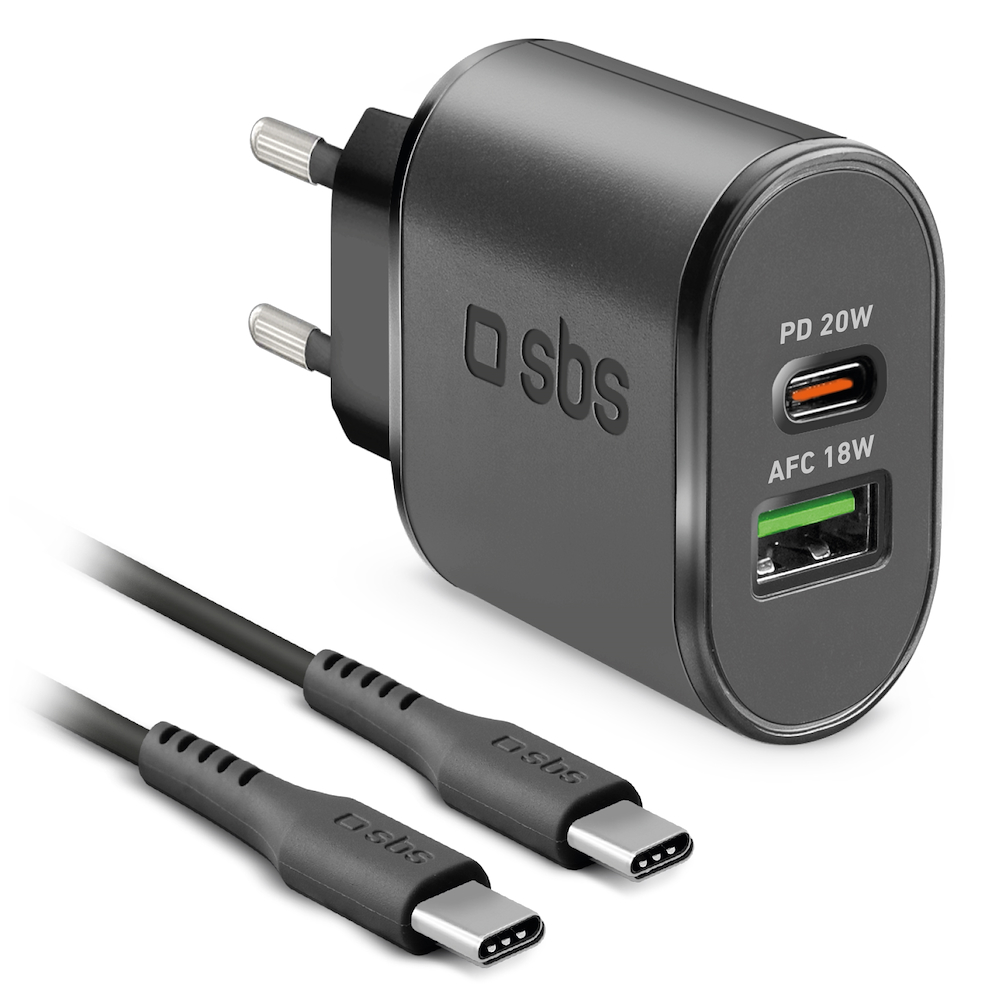 SBS TEKITTRPDCCK - Caricabatterie da viaggio USB-C 18W con cavo