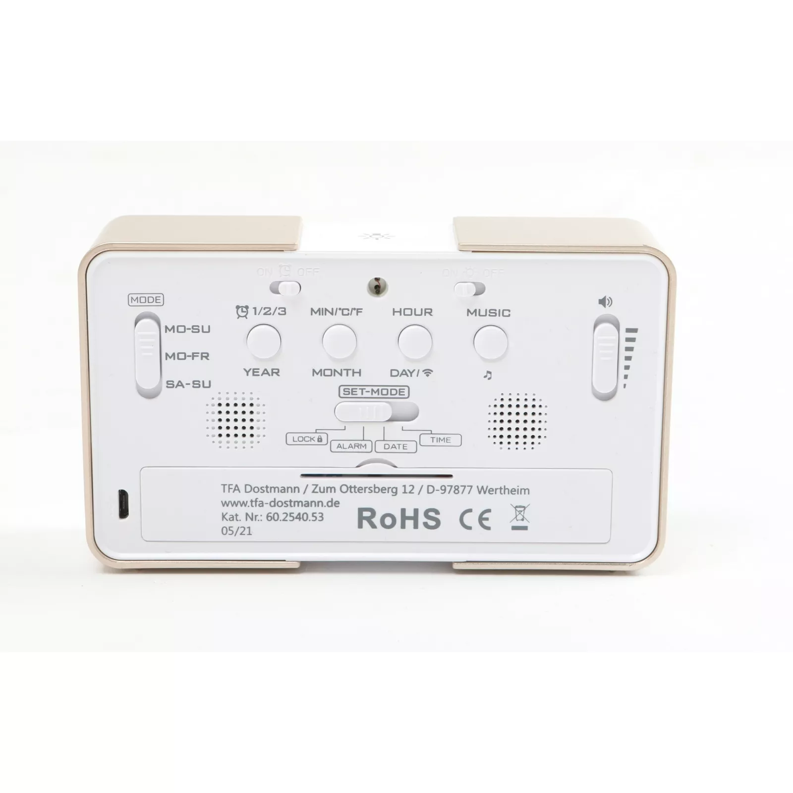 TFA TF 60.2540.53 - Dostmann Melody Funk-Wecker mit 25 verschiedenen Wecktönen​
