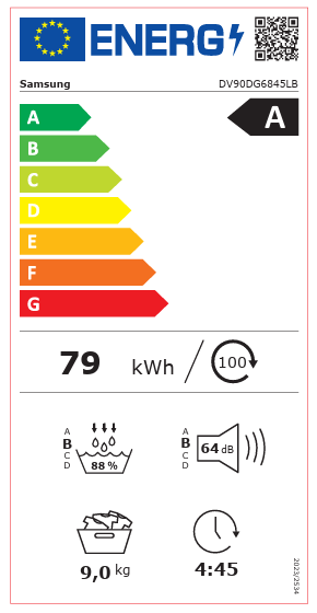 Samsung DV90DG6845LBU3 - Asciugatrice a pompa di calore 9kg Nero