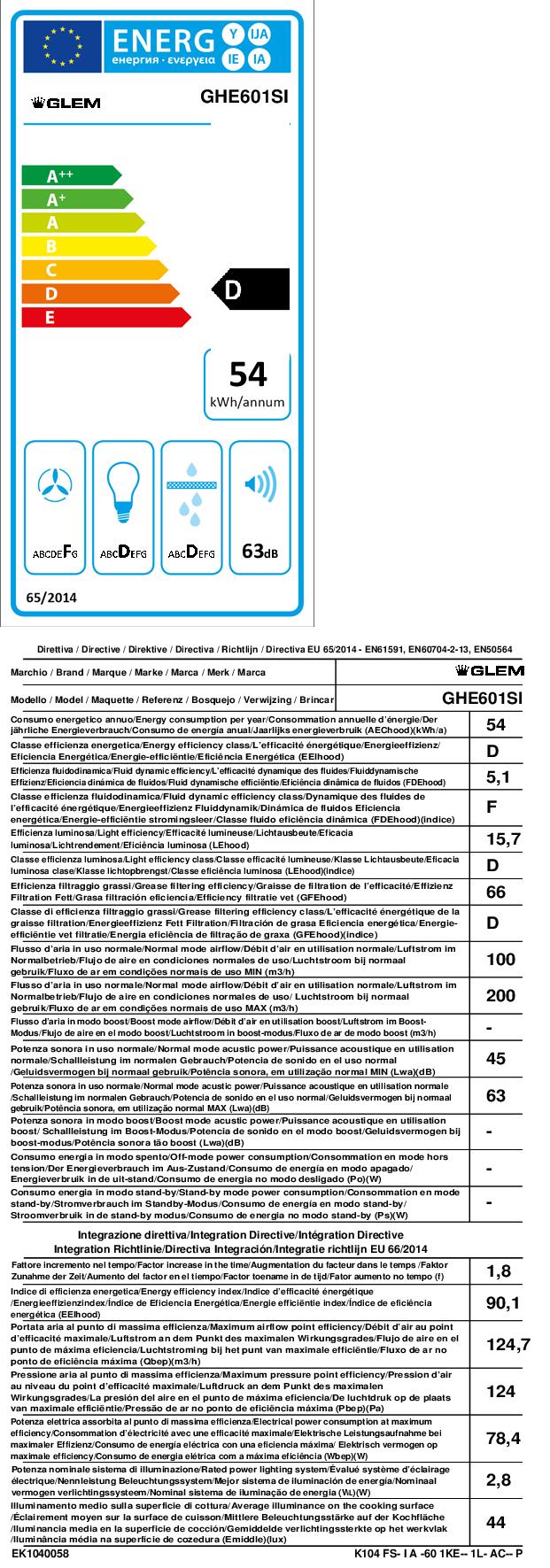GLEM GAS GHE601SI - Cappa Aspirante  60cm