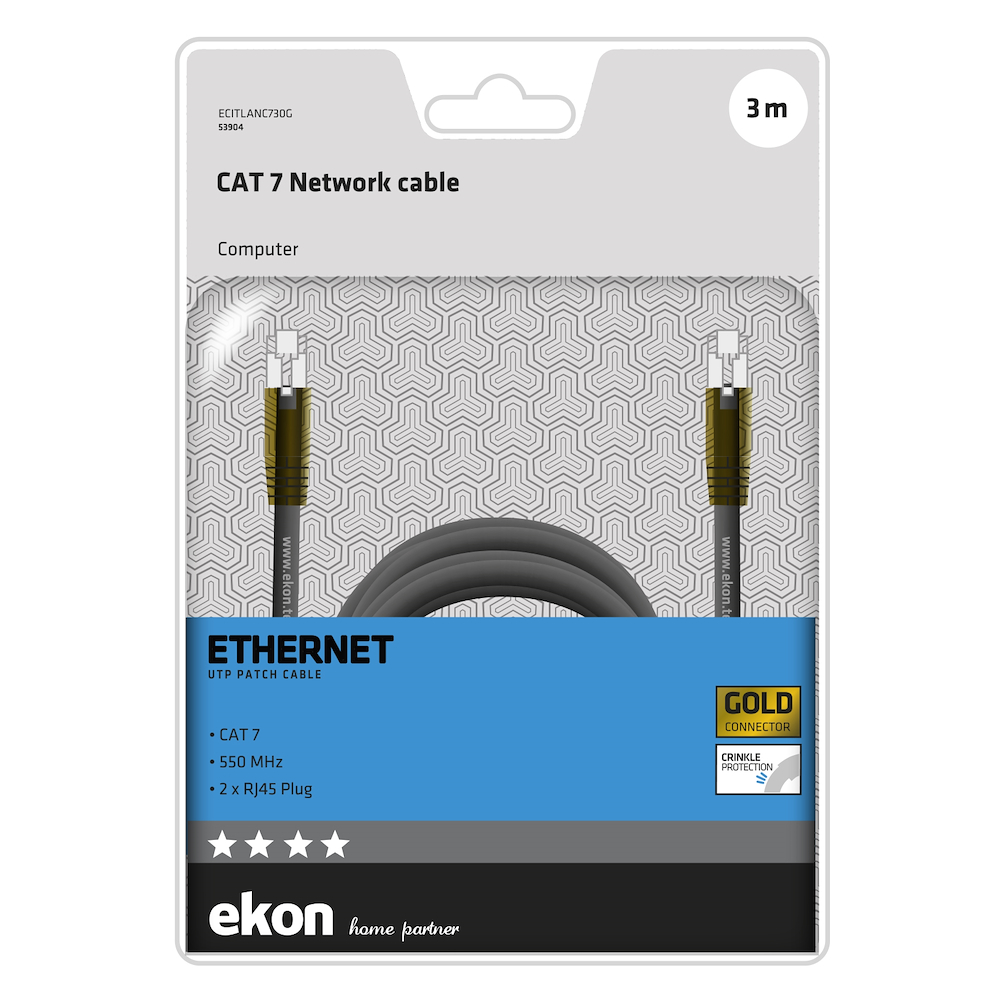EKON ECITLANC730G - UTP CAT 7 Netzwerkkabel grau 3 m