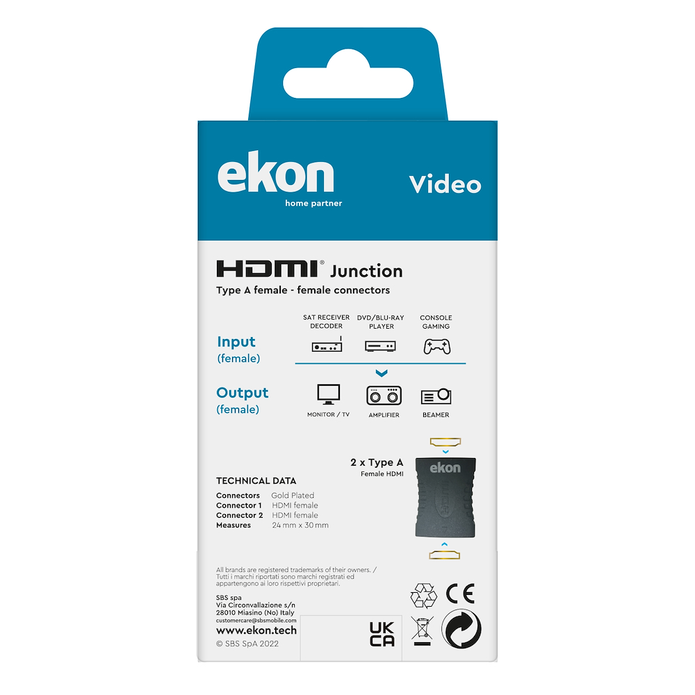 EKON ECVHDMIADFFG - HDMI Adapter F-F Schwarz mit Gold