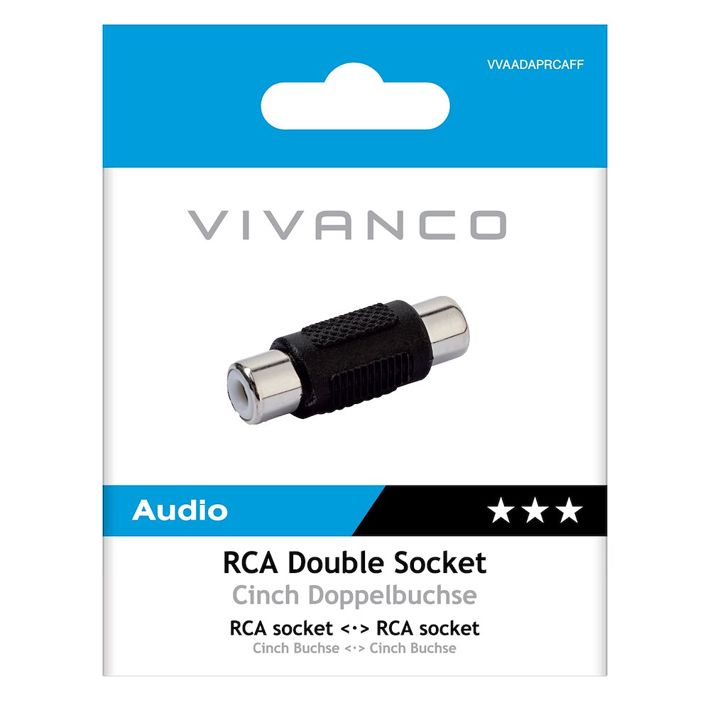 VIVANCO VVAADAPRCAFF - Adattatore RCA Maschio Nero