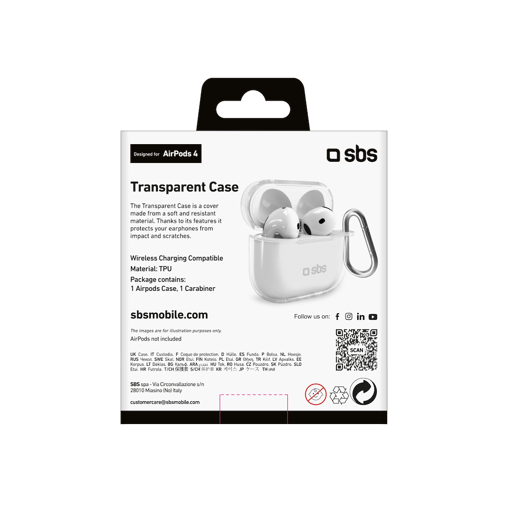 SBS TEAPCOV4T - Transparente Hülle für AirPods 4