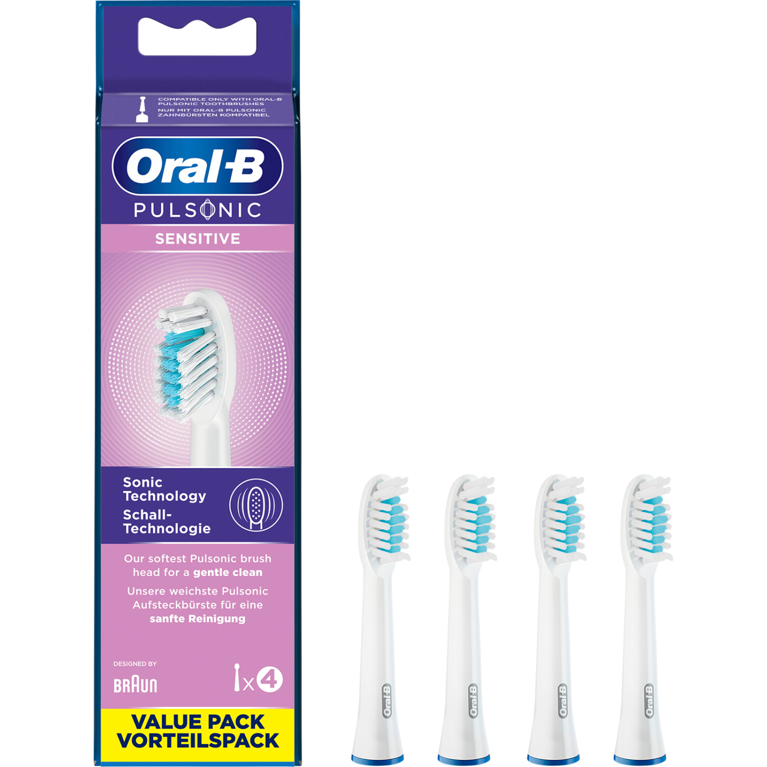 ORAL-B AA34537 - Oral-B Pulsonic Sensitive Ersatzbürsten 4er Pack