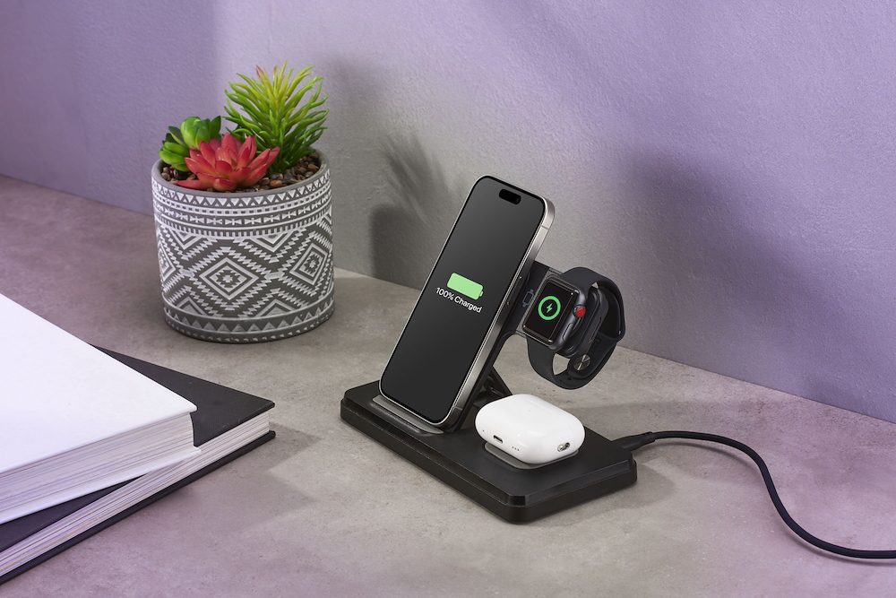 CELLULAR LINE WIRESTAND3IN1FBK - Base di ricarica wireless 3in1 15W