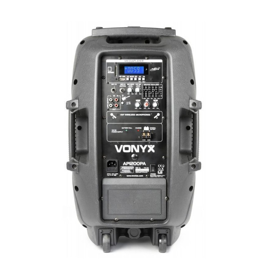 VONYX 170.334 - AP1200PA - Sistema audio portatile 12" da 600W con 2 radiomicrofoni UHF
