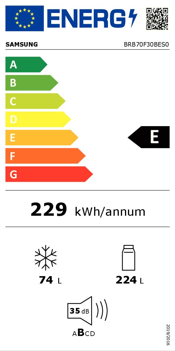 SAMSUNG BRB70F30BES0 - Frigorifero Combinato Incasso 298LT