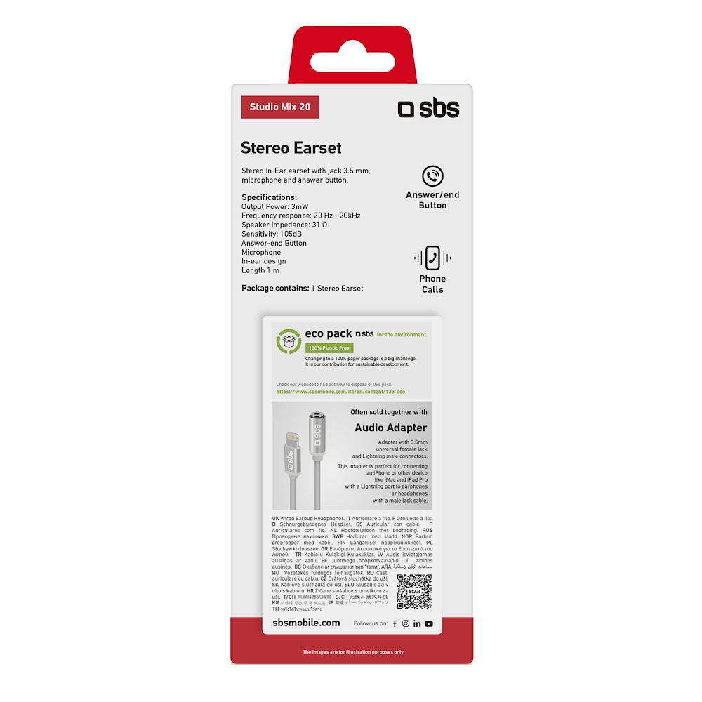 SBS TE0SSE41W - Power Duo TE0SSE41W Auricolari In-Ear