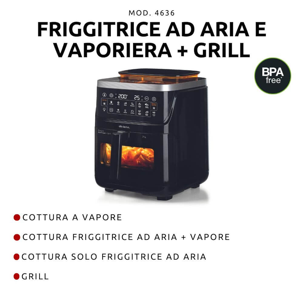 ARIETE 4636 - Friggitrice ad aria 1700W Nera