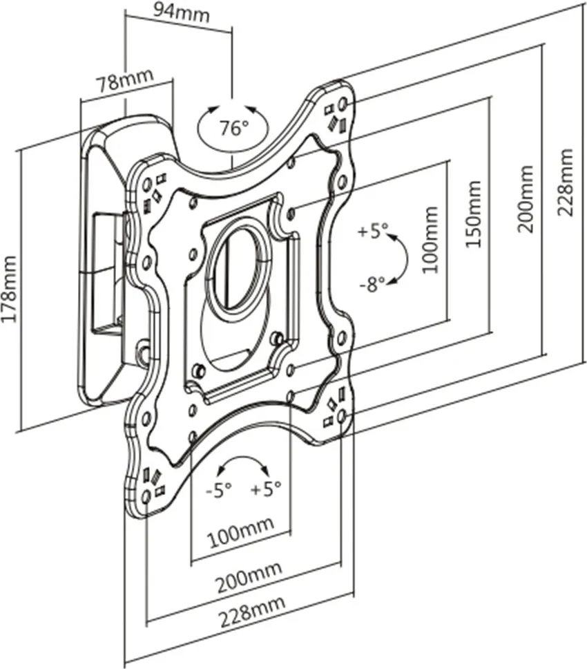 MUNARI SP320 - SP320 – Neigbare TV-Wandhalterung für Fernseher bis 50 Zoll (129 cm)