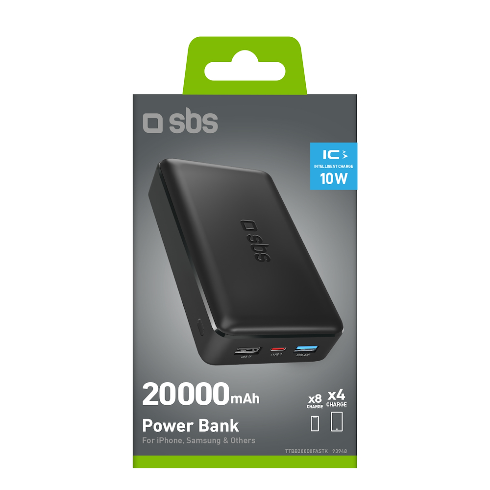 SBS TTBB20000FASTK - Power Bank sottile 20000mAh 2USB