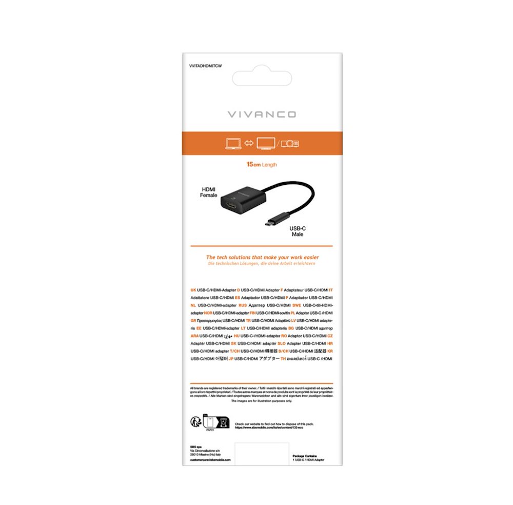 VIVANCO VVITADHDMITCW - Adattatore USB-C a HDMI