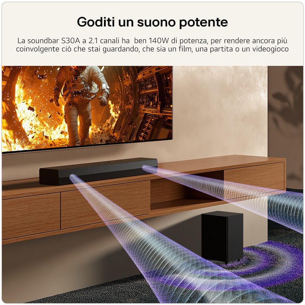 LG S30A - Soundbar 140W 2.1 mit Subwoofer