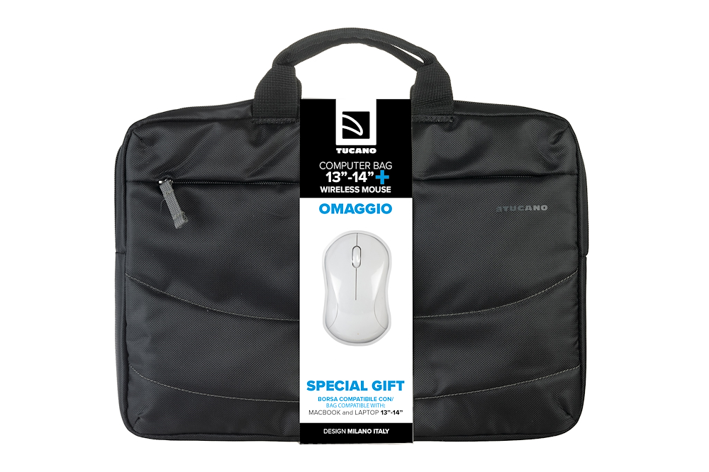 TUCANO BUBIDEA1314WMBK - BUBIDEA1314WMBK 0455872 BORSA für NB FINO A 13.3/14" NERO + MOUSE WLSS