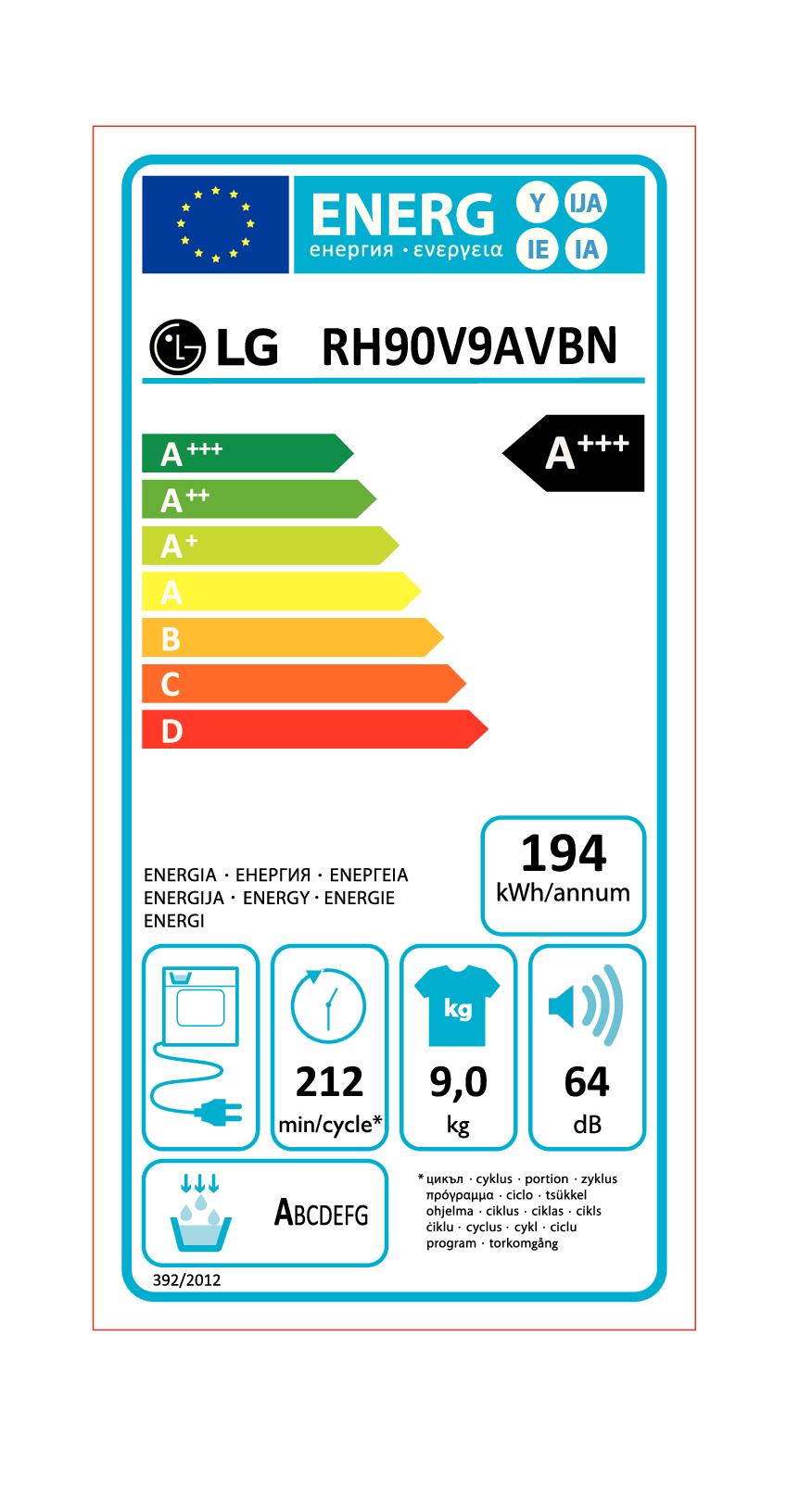 LG RH90V9AVBN - Wäschetrockner DUAL Inverter 9kg