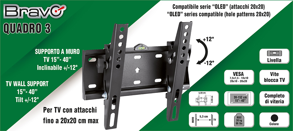 BRAVO 92402634 - TV Halterung 15"-40" Schwarz