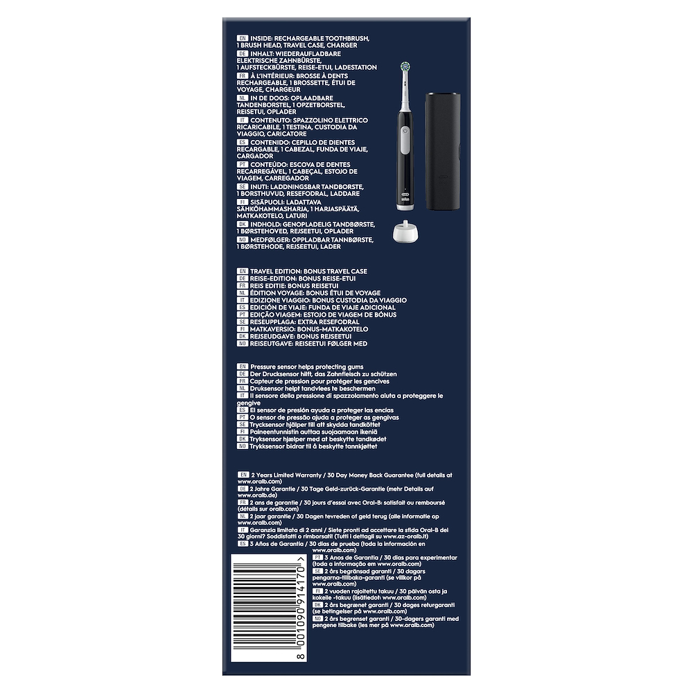 ORAL-B PRO1BLACKTRAVELCASE - Oral-B Pro 1 Spazzolino Elettrico Nero con Custodia da Viaggio ORAL-B PRO1BLACKTRAVELCASE - Oral-B Pro 1 Spazzolino Elettrico Nero con Custodia da Viaggio