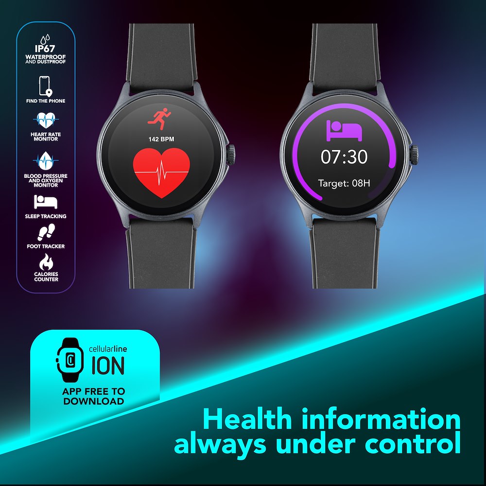 CELLULAR LINE BTIONWATCHPRORK 0704390 SMART WATCH ROTONDO BT NERO