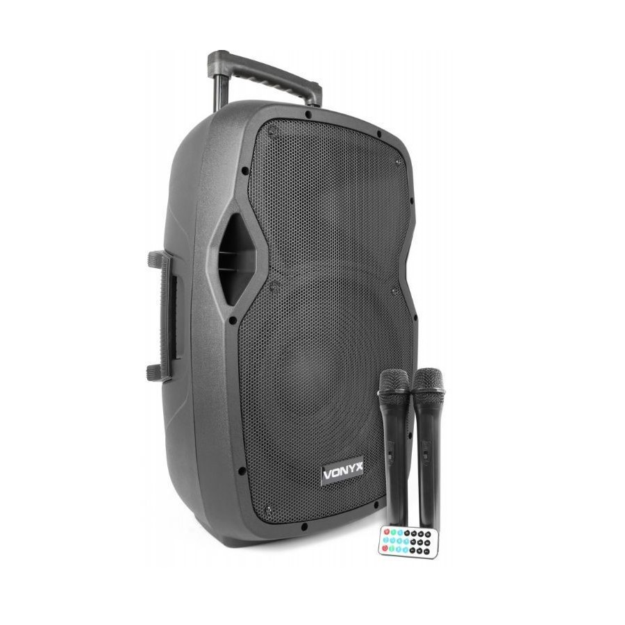 VONYX 170.334 - AP1200PA - Sistema audio portatile 12" da 600W con 2 radiomicrofoni UHF