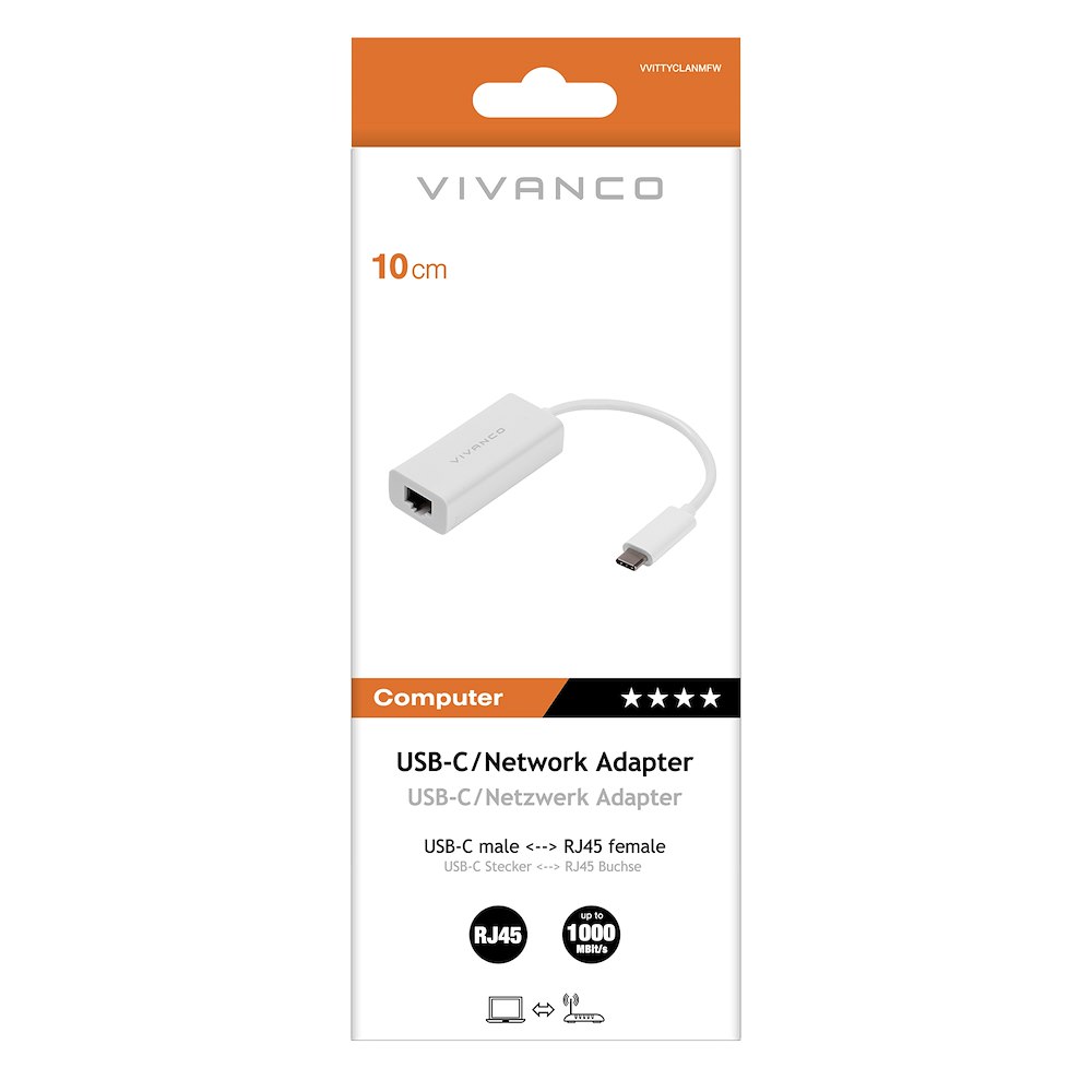 VIVANCO VVITTYCLANMFW - Adattatore USB-C/RJ45 1000Mbit