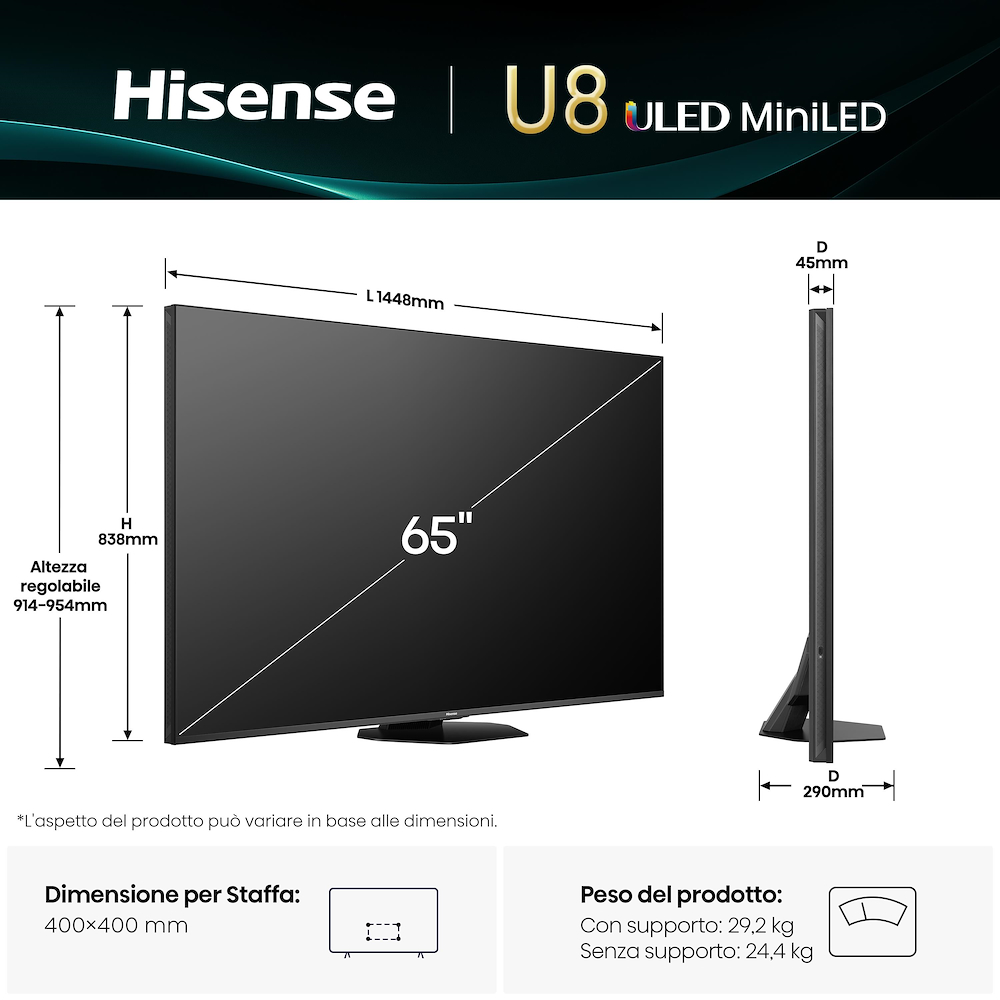 HISENSE 65U8Q - Smart TV Mini-LED 65" 4K