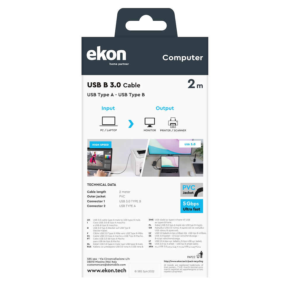 EKON ECIT3USBAB20K - USB-A Kabel 3.0 2 Meter