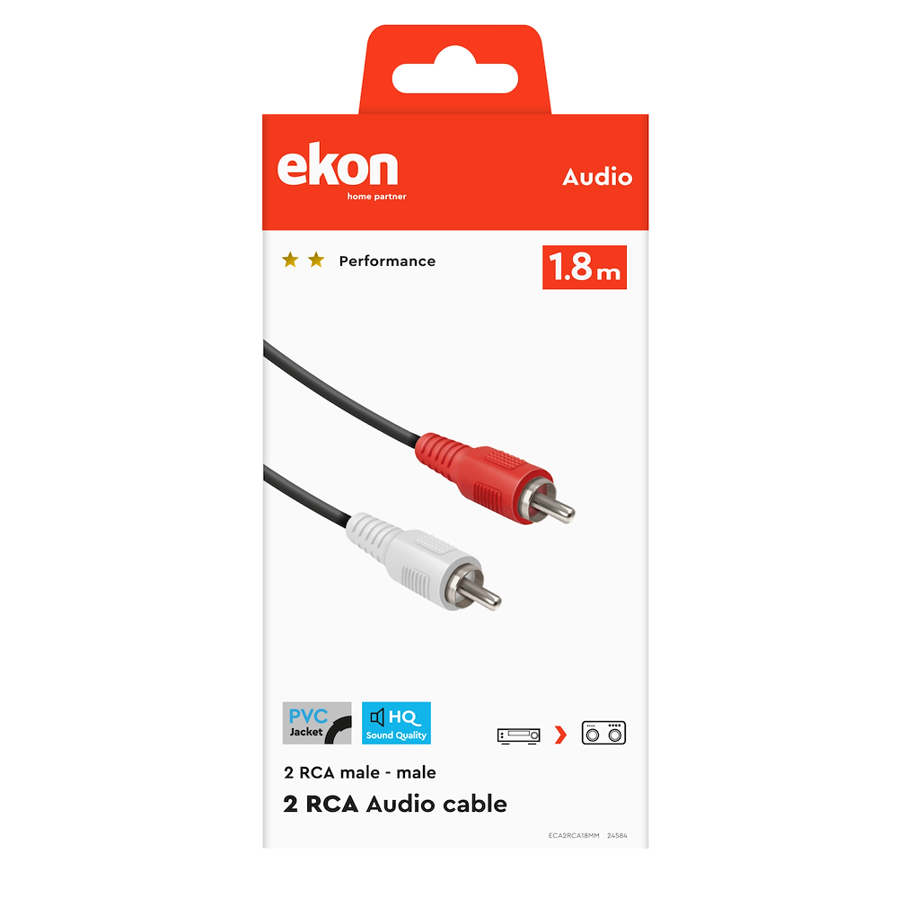 EKON ECA2RCA18MM - Cavo 2 RCA Maschio 1.8mt