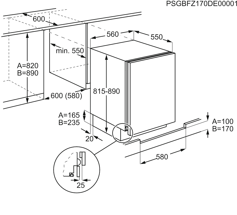 ELECTROLUX LXB2AF82S - Frigo Sotto Tavolo 130L
