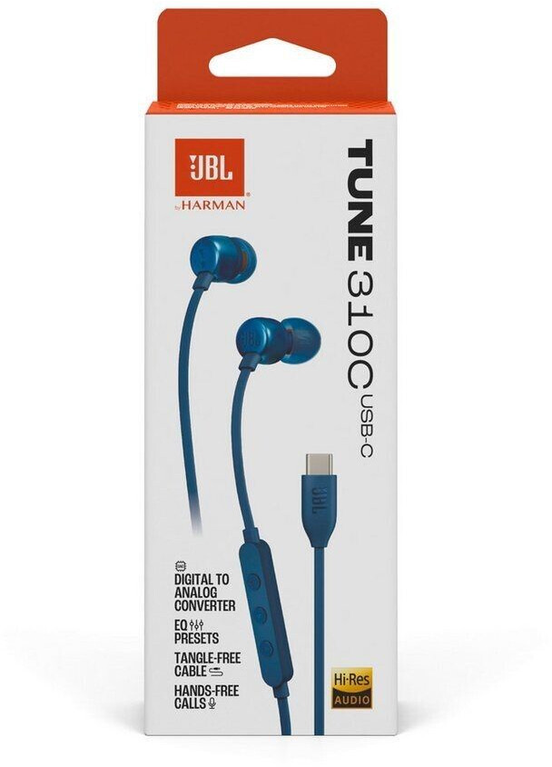 JBL JBLT310CBLU - Tune 310C Auricolari USB-C Blu