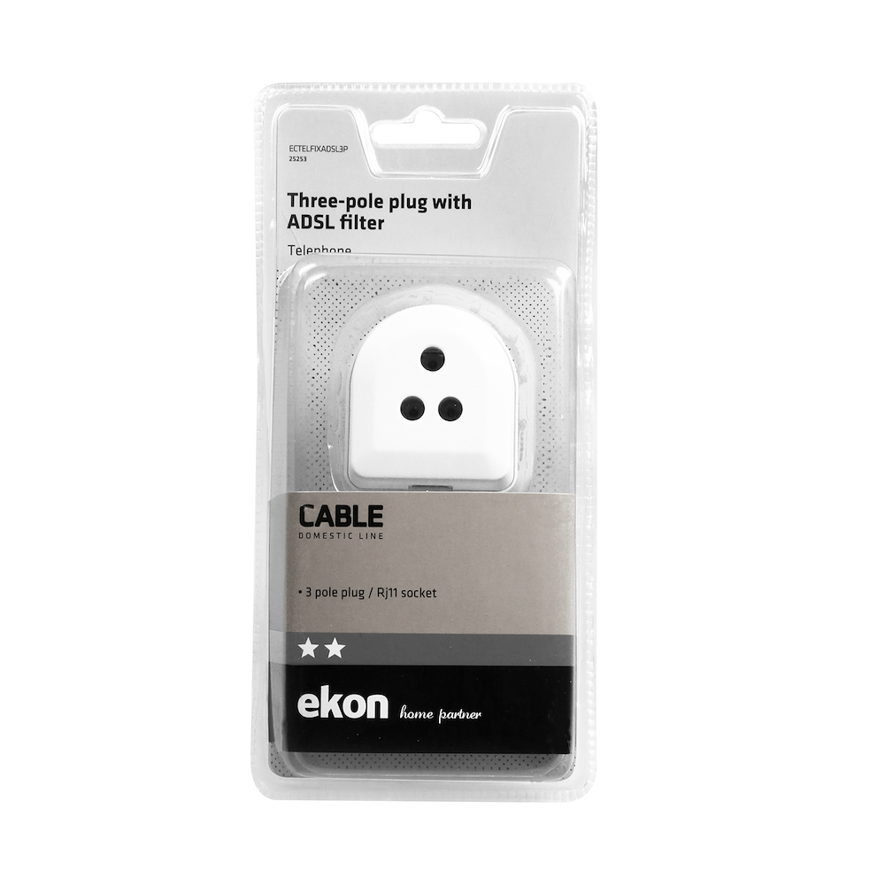 EKON ECTELFIXADSL3P - Filtro ADSL Tripolare RJ11 Bianco
