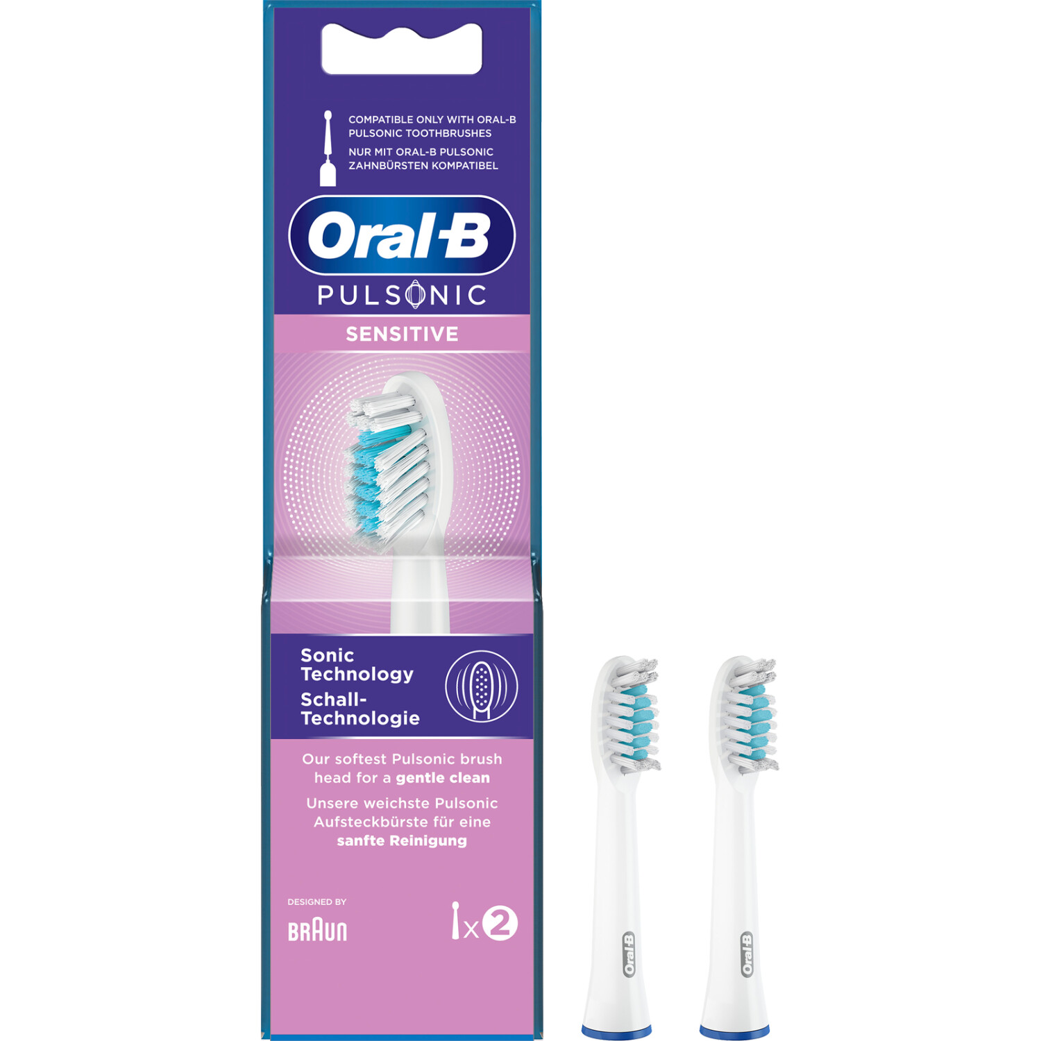 ORAL-B AA34536 - Oral-B Pulsonic Sensitive Ersatzbürsten 2er-Pack