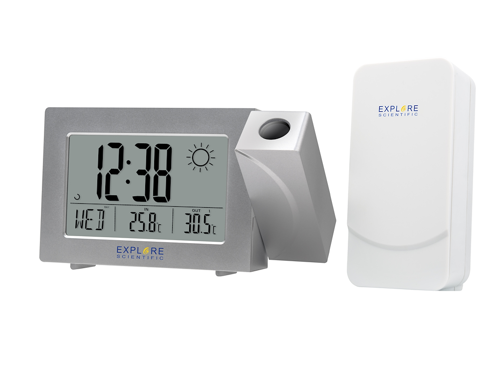 EXPLORE SCIENTIFIC RPW3008SILVER - Wecker mit Projektion und Barometer