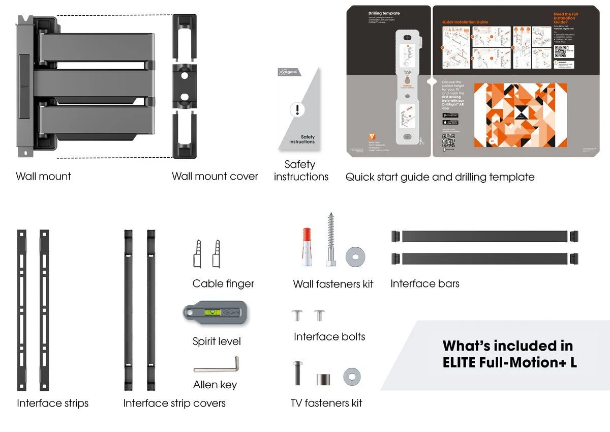 VOGEL'S TVM5645 - Vogel's ELITE TVM 5645 – Supporto da parete ultra-sottile e completamente orientabile per TV da 40–77 pollici