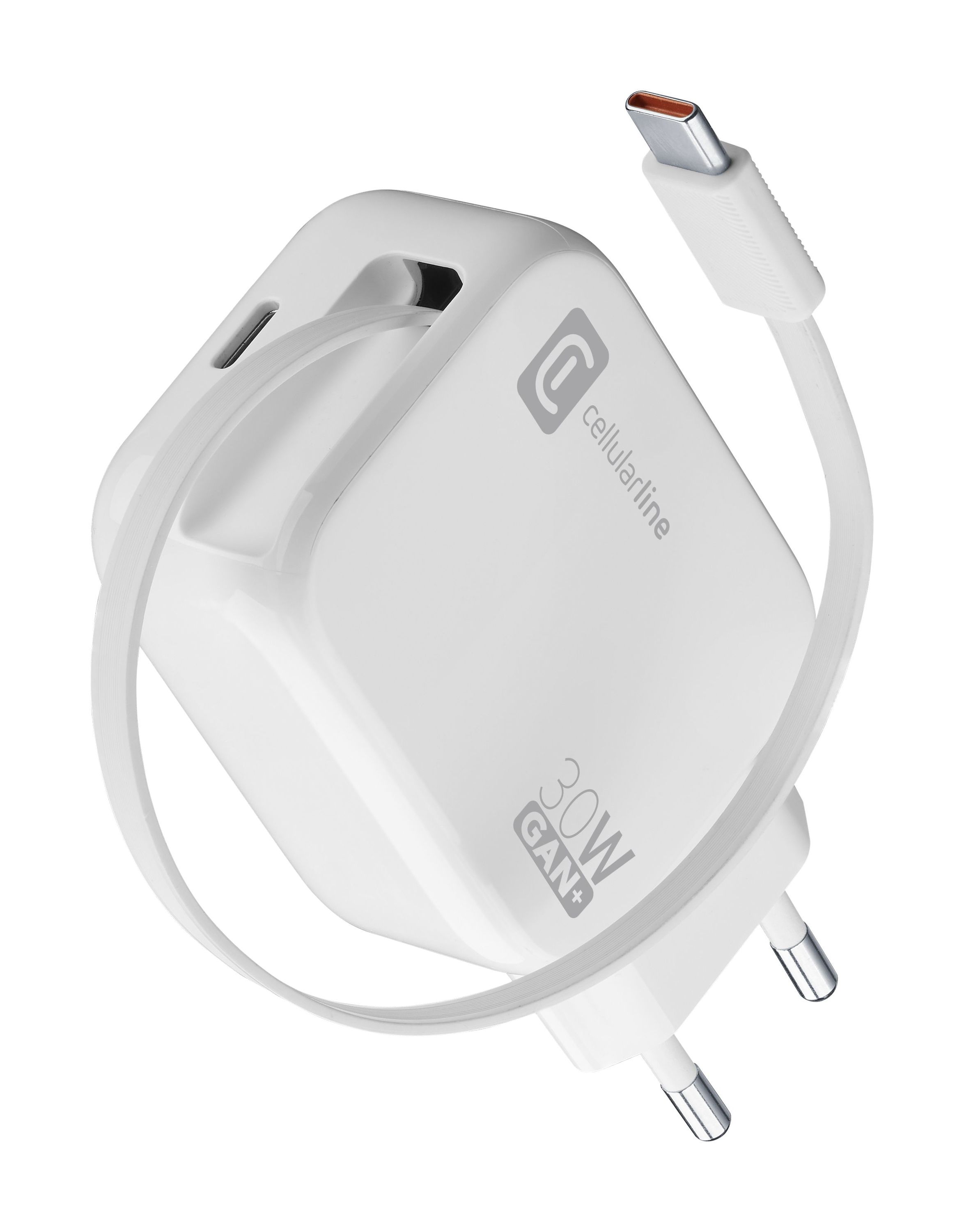 Cellularline ACHROLLUSBCGAN30WW - Reiselader 30W GaN mit USB-C-Kabel