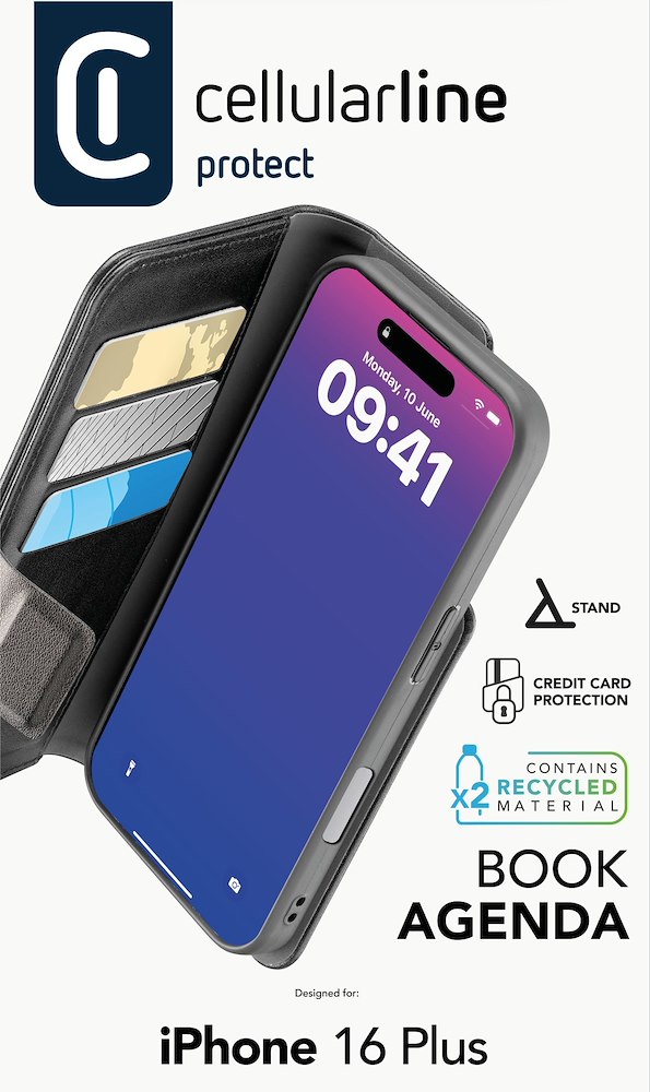 CELLULAR LINE BOOKAG2IPH16MAXK - Buchagenda iPhone 16 Plus