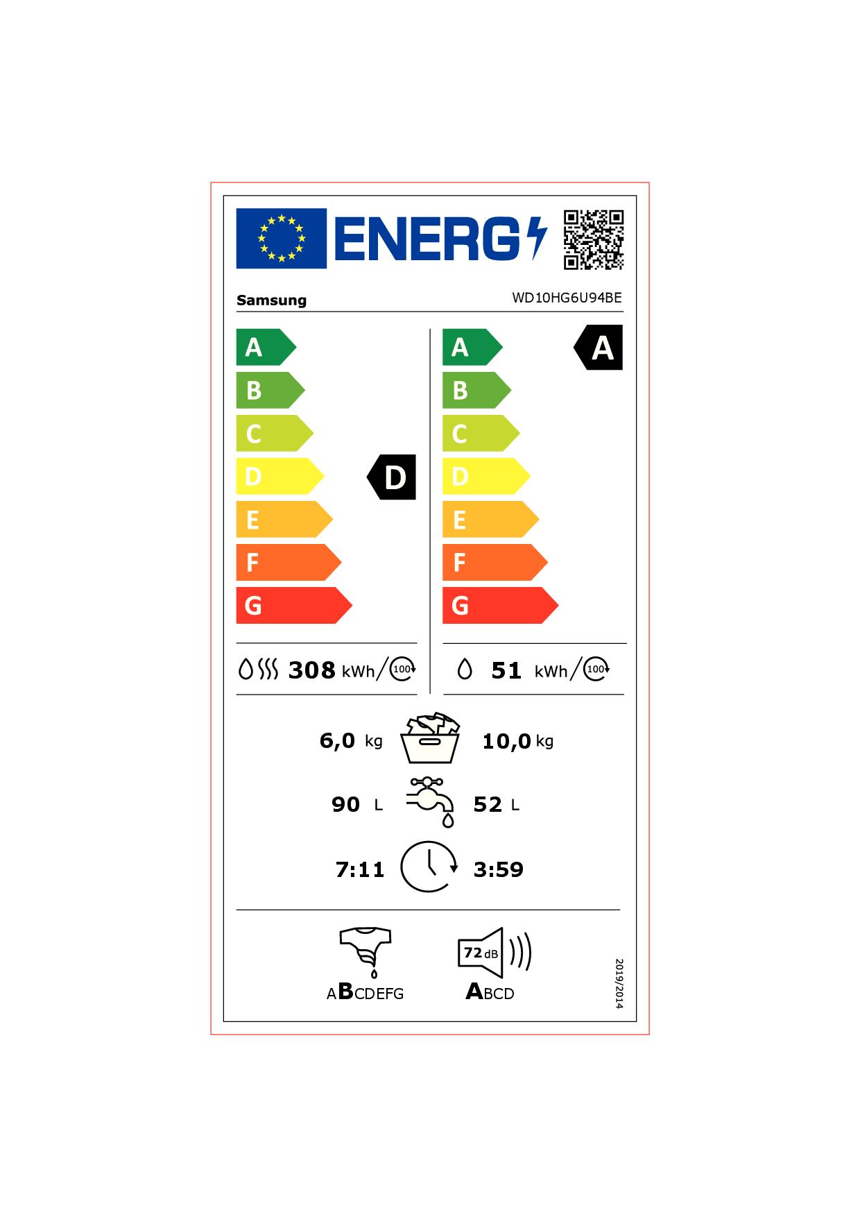 SAMSUNG WD10HG6U94BEU3 - 10/6Kg Lavasciuga mit AI Steuerung