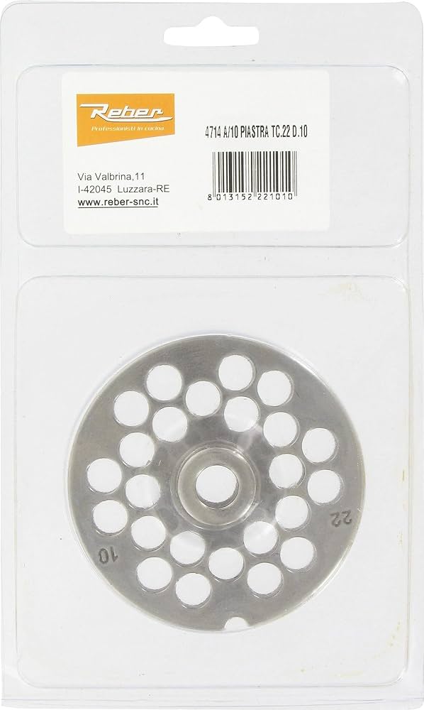 REBER 4714A8 - Piastra in acciaio inox 8mm per tritacarne n. 22