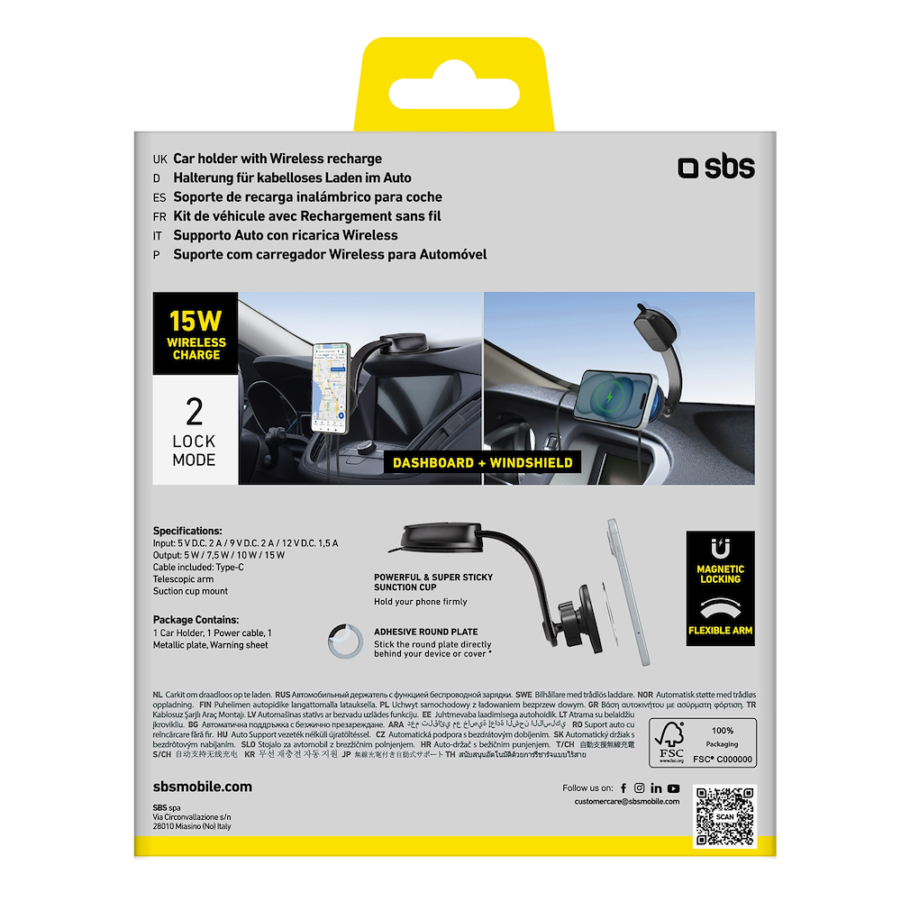 SBS TESUPPMAG15W21 - Supporto auto MagSafe per ricarica