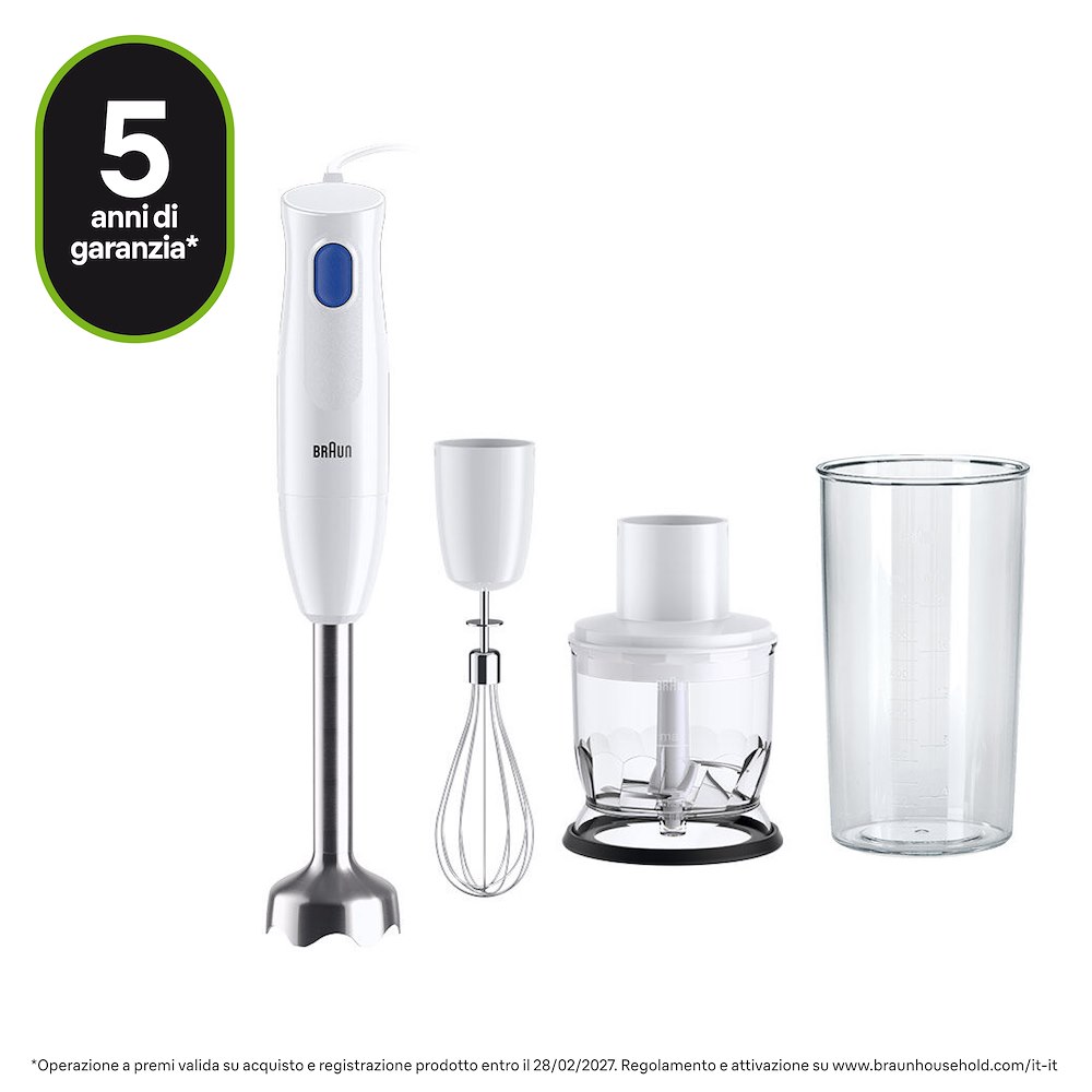 BRAUN MQ10202MWH - Minipimer 450W con accessori