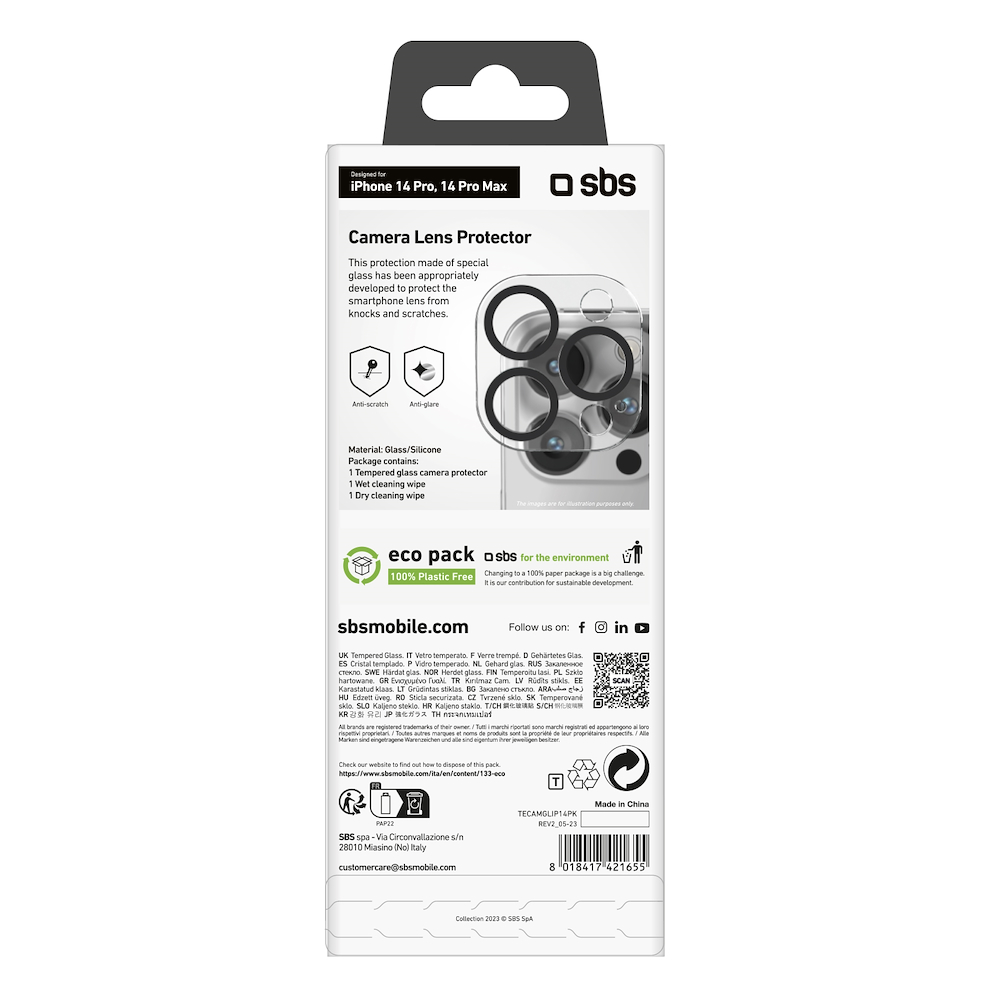 SBS TECAMGLIP14PK - Vetro per fotocamera iPhone 14 Pro Max