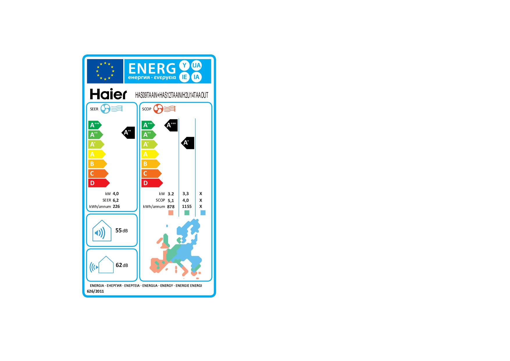 HAIER H2U14TAAOUT0912 - H2U14TAAOUT0912 0679528 mitD.DUAL 2.6+3.5KW INV A++/A+ TRENDY WIFI 2024