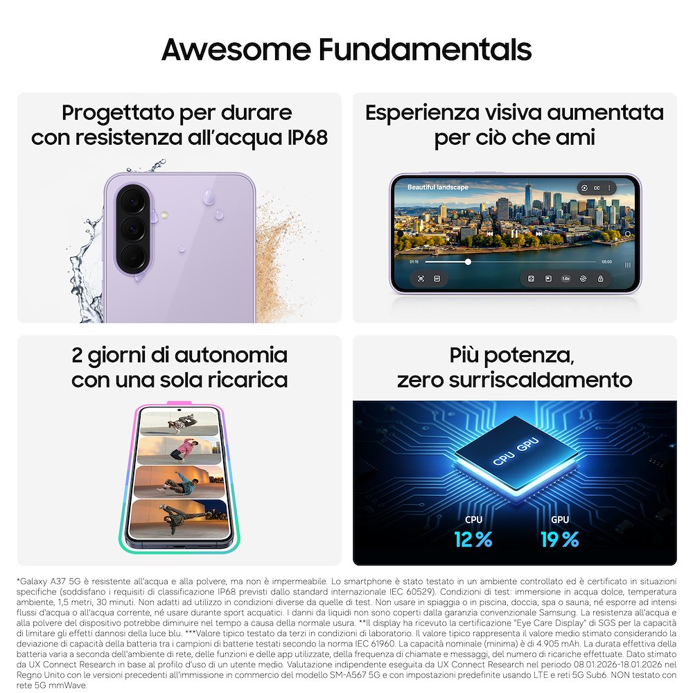 SAMSUNG SM-A376BDGGEUE - Galaxy A37 5G 256GB Grigio Verde
