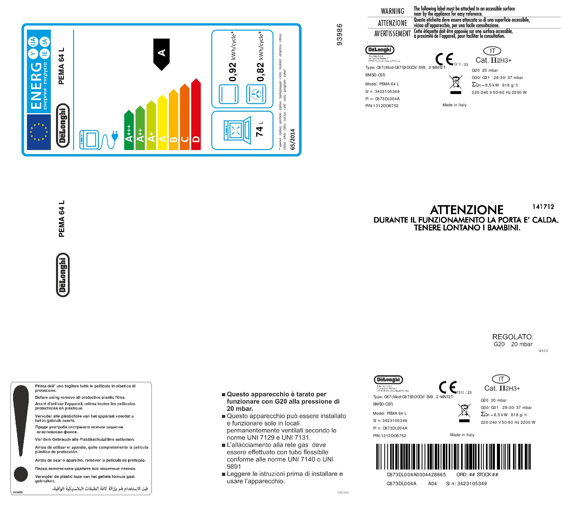 DE LONGHI PEMA64L - De Longhi PEMA Küche 60 cm