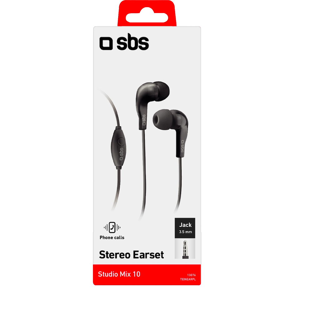 SBS TEINEARKL - Auricolare in-ear nero con jack