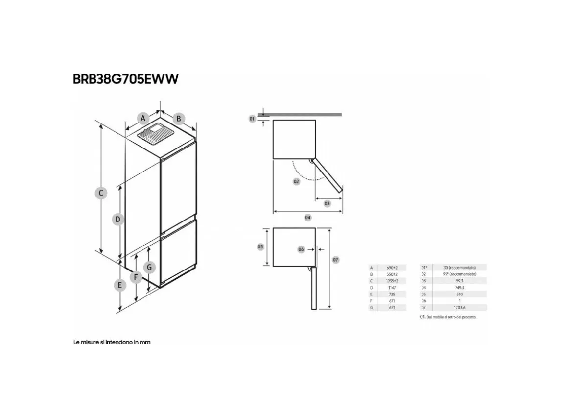 Samsung BRB38G705EWWEF - Frigorifero Combinato da Incasso 389L