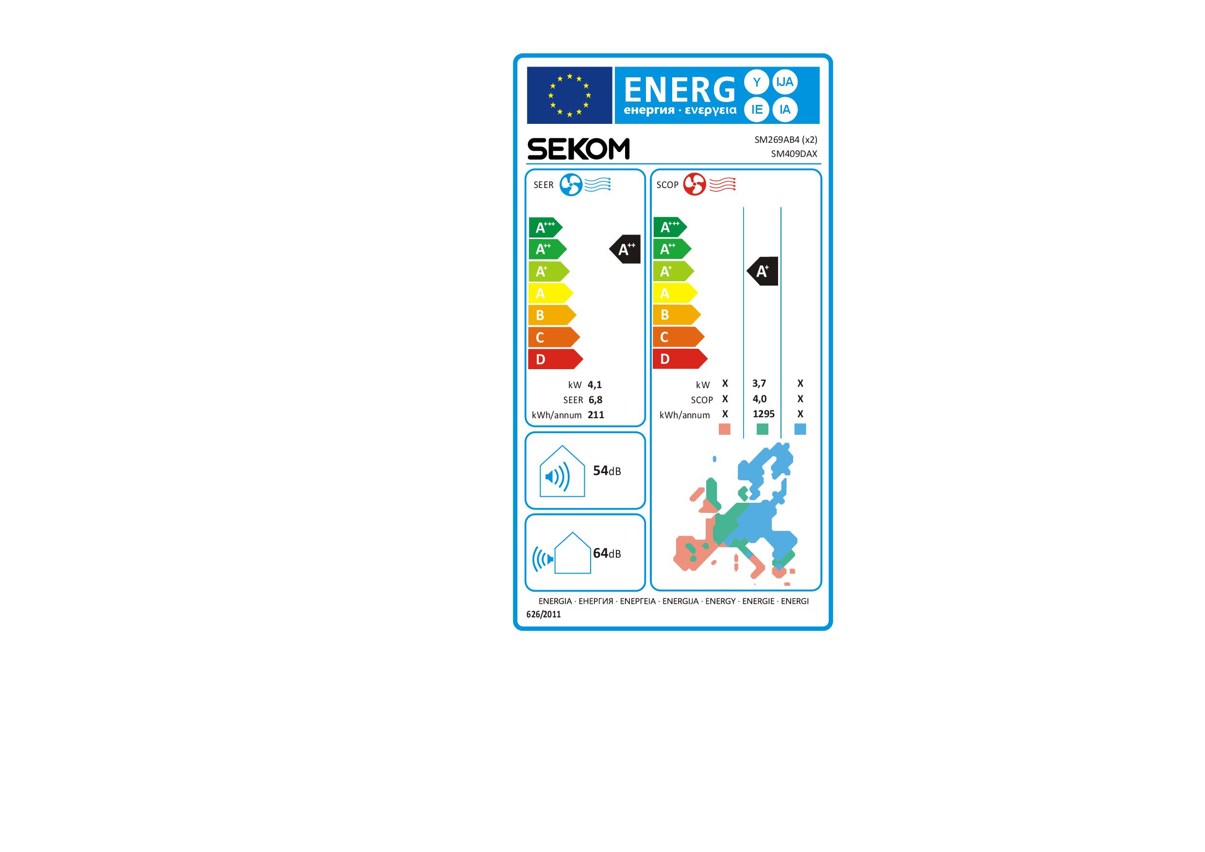 SEKOM SM409DAX912AF4WKIT - Dual Split Klimaanlage 2.6+3.2 kW