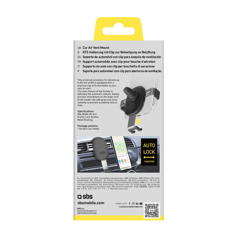 SBS TESUPPCLIPGRAVK - Supporto Auto Smartphone Universale