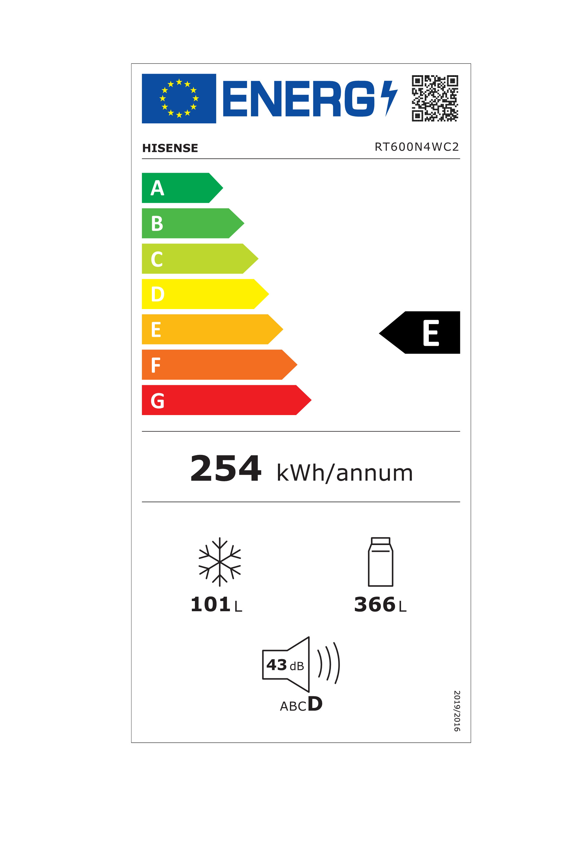 HISENSE RT600N4WC2 - RT600N4WC2 0566170 FRIGO 2P. 466LT CE.E NOFROST DISPENSER L.70CM INOX