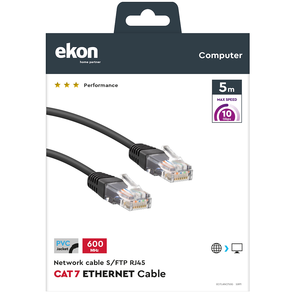 EKON ECITLANC750G - UTP CAT 7 Netzwerkkabel grau 5 m
